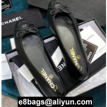 Chanel Classic Bow Ballerinas Flats Leather Black