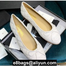 Chanel Classic Bow Ballerinas Flats Quilting White