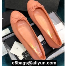 Chanel Classic Bow Ballerinas Flats Leather Grained Lobster Pink