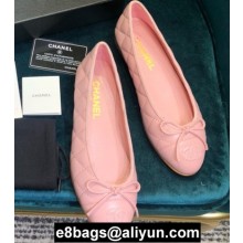 Chanel Classic Bow Ballerinas Flats Quilting Pink