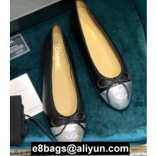 Chanel Classic Bow Ballerinas Flats Leather Black/Silver