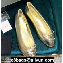 Chanel Classic Bow Ballerinas Flats Leather Gold