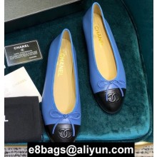 Chanel Classic Bow Ballerinas Flats Leather Blue/Black