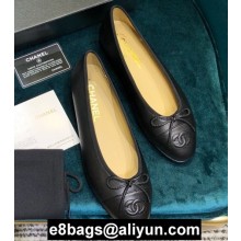 Chanel Classic Bow Ballerinas Flats Leather Black/Beige Lining