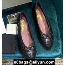 Chanel Classic Bow Ballerinas Flats Quilting Black/Burgundy Lining