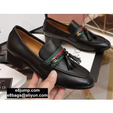 Gucci Leather Loafers Black with Web and Interlocking G 2020