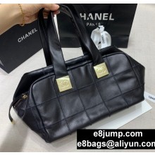Chanel Stitching Vintage Boston Tote Bag Black 2020
