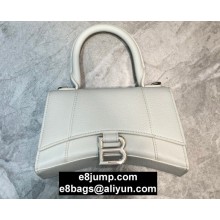 Balenciaga Hourglass XS Top Handle Bag in Grained Calfskin White