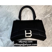 Balenciaga Hourglass XS Top Handle Bag in Grained Calfskin Black