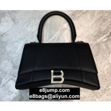 Balenciaga Hourglass Small Top Handle Bag in Grained Calfskin Black