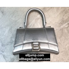 Balenciaga Hourglass XS Top Handle Bag Silver