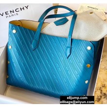 Givenchy Medium BOND Shopper Tote Bag in GIVENCHY Chain Embossed Leather Blue 2020