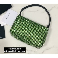 Alexander Wang Wangloc Medium Pouch Bag With Crystal Rhinestone Chain Mesh Green