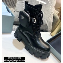 Prada Brushed Rois Leather and Nylon Boots with Removable Nylon Pouches 2020