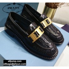 Prada Braided Leather Loafers Black 2020