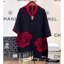 Chanel Print Cape Poncho Red/Black