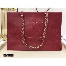 Chanel Shiny Aged Calfskin Horizontal Shopping Tote Bag AS1943 Dark Red 2020