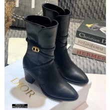 Dior Heel 7cm Calfskin Empreinte Ankle Boots Black 2020