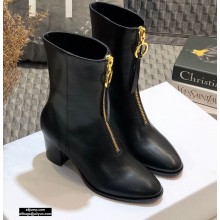 Dior Heel 7cm Calfskin Ankle Boots Black with Front Zip 2020