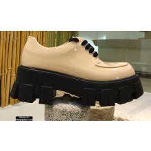 Prada Monolith Patent Leather Lace-up Shoes Beige 2020