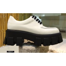 Prada Monolith Patent Leather Lace-up Shoes White 2020