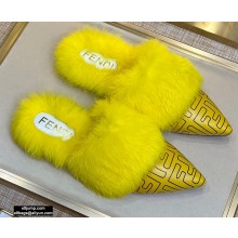 Fendi Rabbit Hair FF Print Slingbacks Yellow 2020