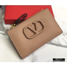 Valentino VSLING Calfskin Cardholder Nude with Zipper 2020