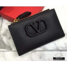Valentino VSLING Calfskin Cardholder Black with Zipper 2020
