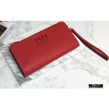 Valentino VSLING Calfskin Pouch Clutch Bag Red with Wristlet 2020