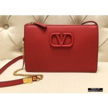 Valentino VSLING Grainy Calfskin Pouch Bag Red with Adjustable Strap 2020