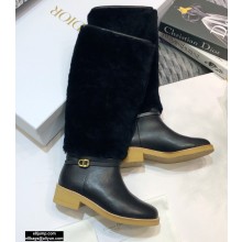 Dior Heel 3.5cm Calfskin and Shearling D-Furious Boots Black 2020