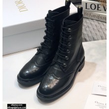 Dior Heel 2.5cm Calfskin Lace-up Ankle Boots Black 2020