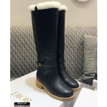 Dior Heel 3.5cm Calfskin and Shearling Lining D-Furious Boots Black 2020