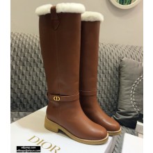 Dior Heel 3.5cm Calfskin and Shearling Lining D-Furious Boots Dark Tan 2020