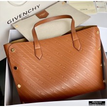 Givenchy Medium BOND Shopper Tote Bag in GIVENCHY Chain Embossed Leather Brown 2020