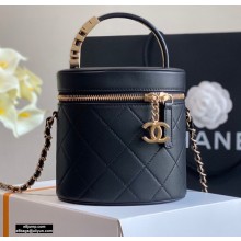 Chanel Pearl Logo Mini Vanity Case Bag AS2061 Black 2020