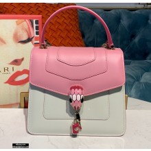 Bvlgari Serpenti Forever Top Handle Crossbody Bag 18cm with Charm Pink/White