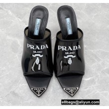 Prada Heel 9cm triangle logo Pvc slides Black 2022
