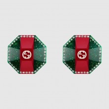 Gucci Logo Square Stud Earrings Red/Green 2018