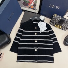 dior Gray and Black Wool Blend Knit Cropped Jacket 2023