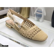 Dior Heel 1.5cm Moi Slingback Ballerina Flats Cannage Embroidered Mesh Beige 2021