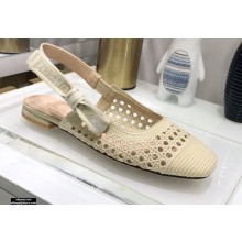 Dior Heel 1.5cm Moi Slingback Ballerina Flats Cannage Embroidered Mesh Creamy 2021
