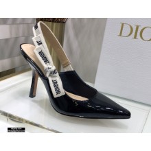 Dior Heel 9.5cm J'Adior Slingback Pumps Patent Calfskin Black 2021