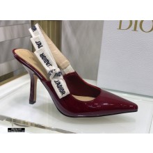 Dior Heel 9.5cm J'Adior Slingback Pumps Patent Calfskin Burgundy 2021