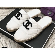 Chanel Resin CC Logo Espadrilles Mules White 2021