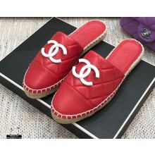 Chanel Resin CC Logo Espadrilles Mules Red 2021