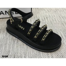 Chanel Chain Calfskin Sandals G37140 Black 2021Chanel Chain Calfskin Sandals G37140 Black 2021