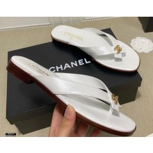 Chanel CC Logo Thong Mules White 2021