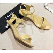 Chanel Pearl Heel Sandals Leather Beige 2021