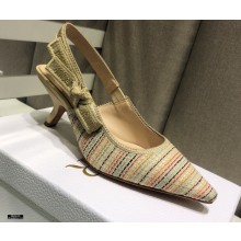 Dior Heel 6.5cm J'Adior Slingback Pumps Gold Metallic Thread Embroidered Cotton 2021